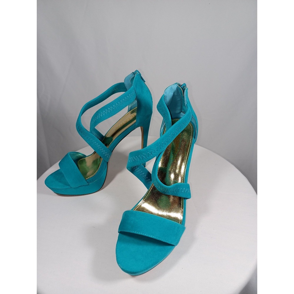Liliana Shoes Womens Size 9 Blue Suede Strappy High Heel Sandals‎ Anson-3 Zip